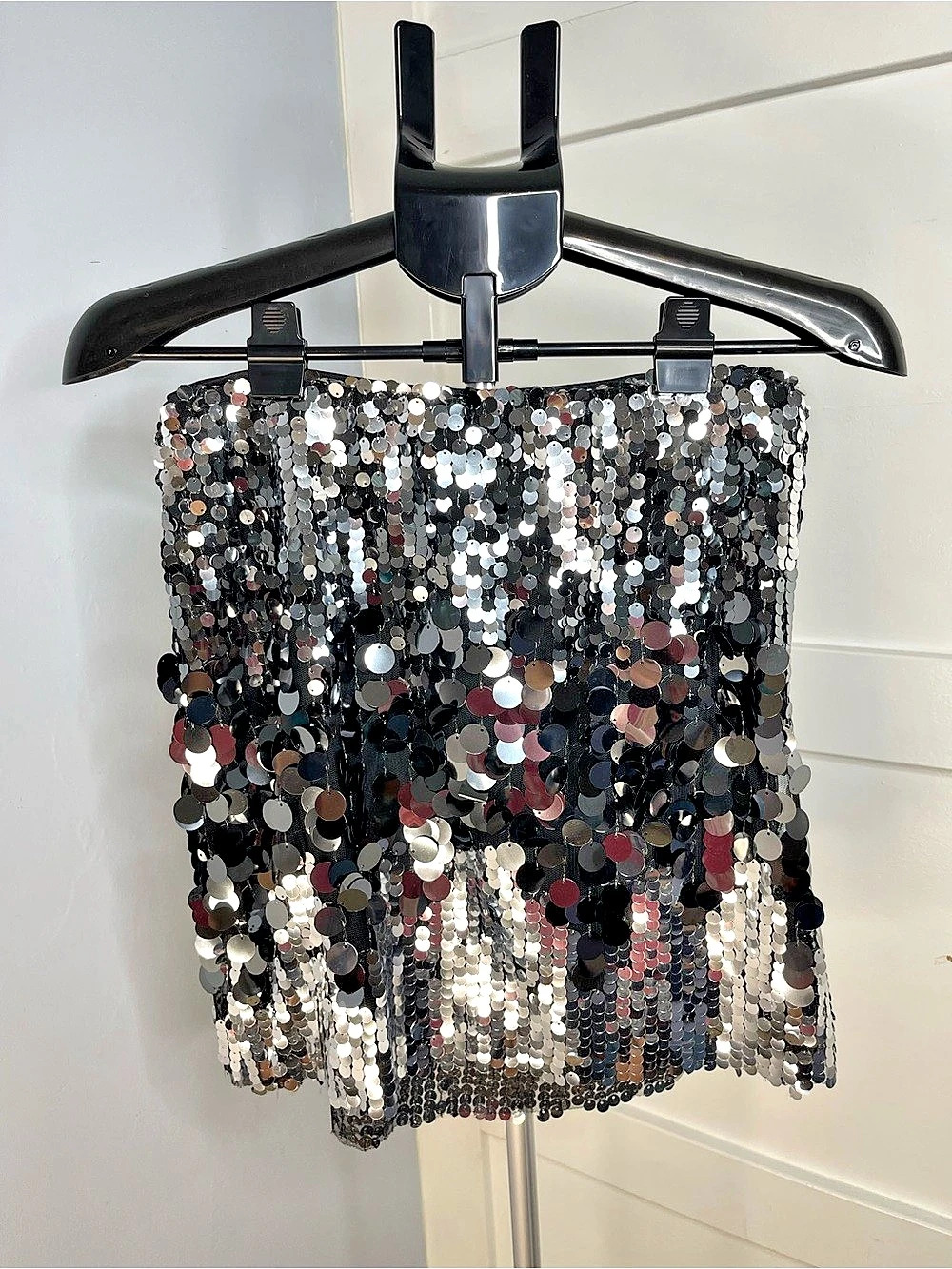 Thirty thirty Sequin Mini Skirt in Black & Silver Size Medium Like New